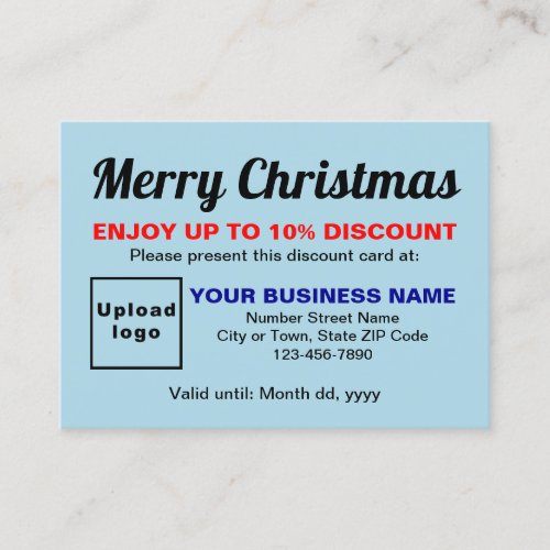 Business Christmas Light Blue Discount Card