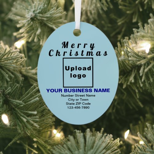 Business Christmas Light Blue Oval Metal Ornament