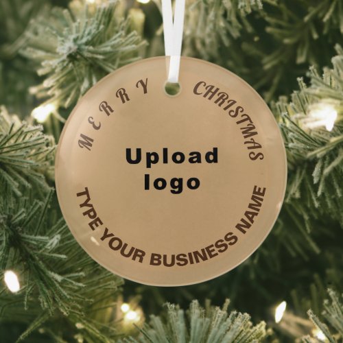 Business Christmas Light Brown Circle Glass Ornament