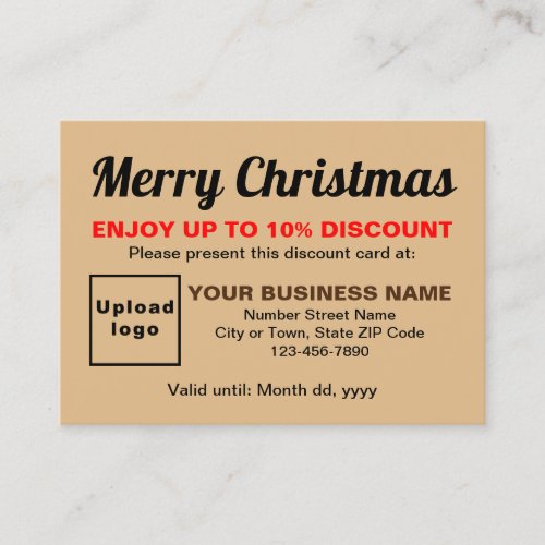 Business Christmas Light Brown Discount Card