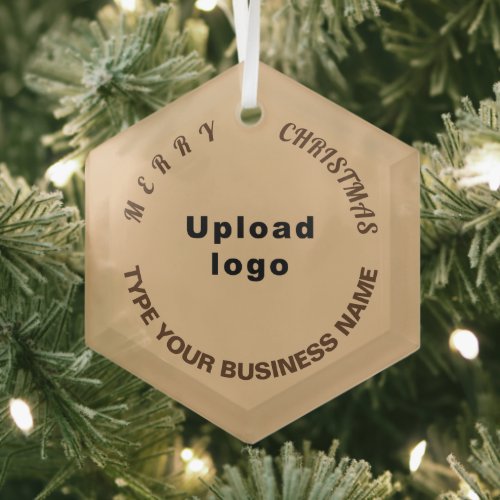 Business Christmas Light Brown Hexagon Glass Ornament