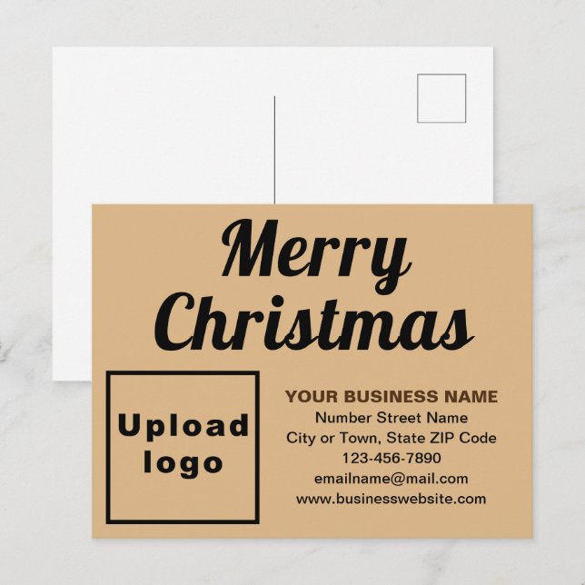 Business Christmas Light Brown Holiday Postcard (Front/Back)