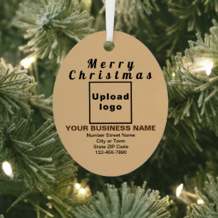 Business Christmas Light Brown Oval Metal Ornament