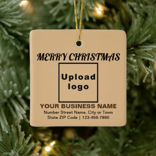 Business Christmas Light Brown Square Ceramic Ornament