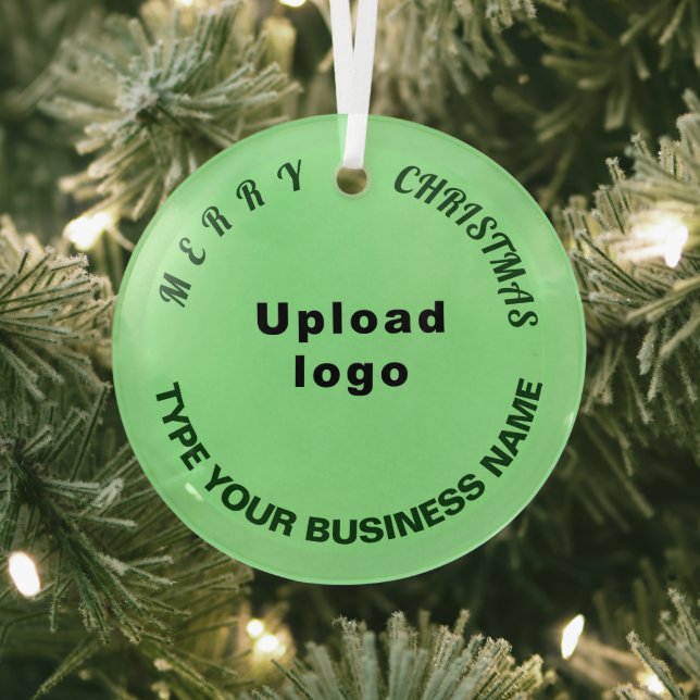 Business Christmas Light Green Circle Glass Ornament (Insitu)