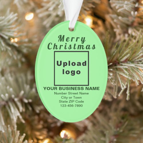 Business Christmas Light Green Oval Acrylic Ornament