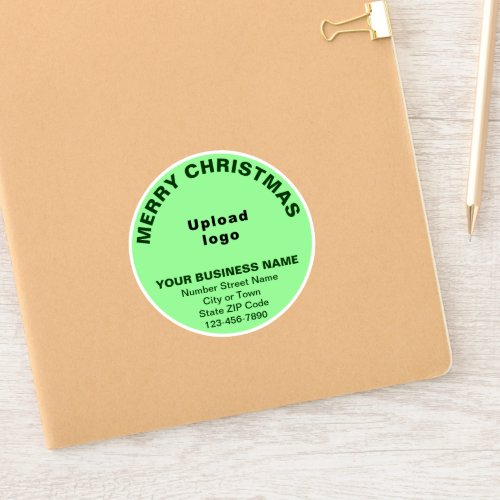 Business Christmas Light Green Round Vinyl Sticker