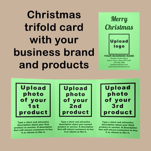 Business Christmas Light Green Trifold Card