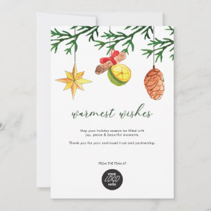 Business Christmas Logo Minimalist Watercolor Holiday Card