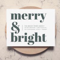 Business Christmas | Merry and Bright Forest Green