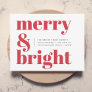 Business Christmas Merry and Bright Red Corporate Holiday Card
