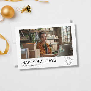 Business Christmas Minimalist Photo Logo Holiday Card