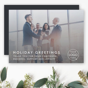 Business Christmas   Modern Corporate Photo Logo Holiday Card