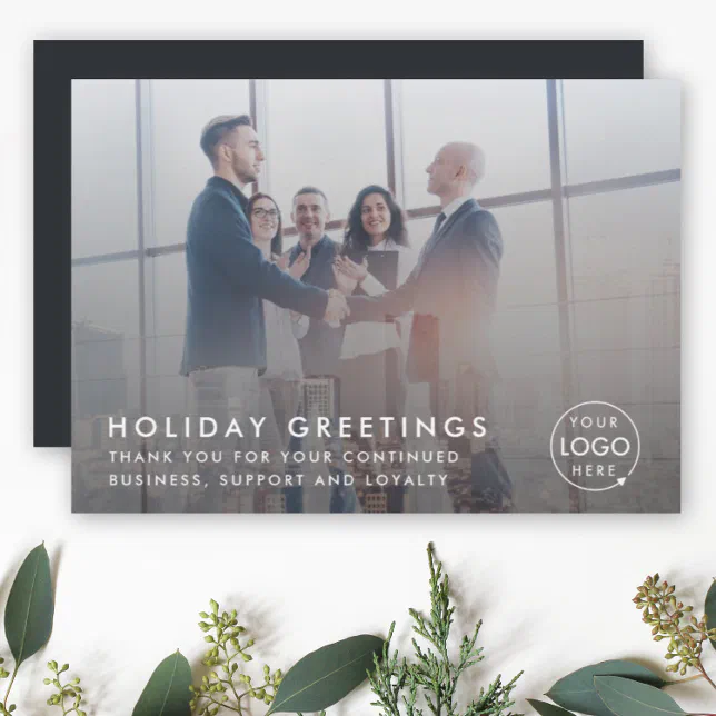 Business Christmas | Modern Corporate Photo Logo Holiday Card (Creator Uploaded)