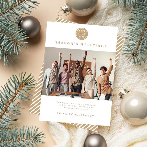 Business Christmas Modern Corporate Team  Gold Holiday Card