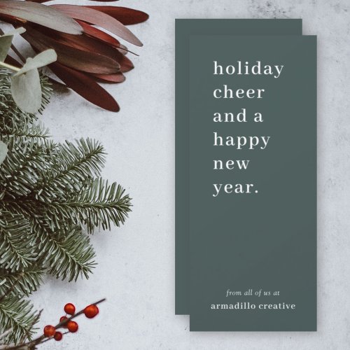 Business Christmas  Modern Dark Green Corporate Holiday Card