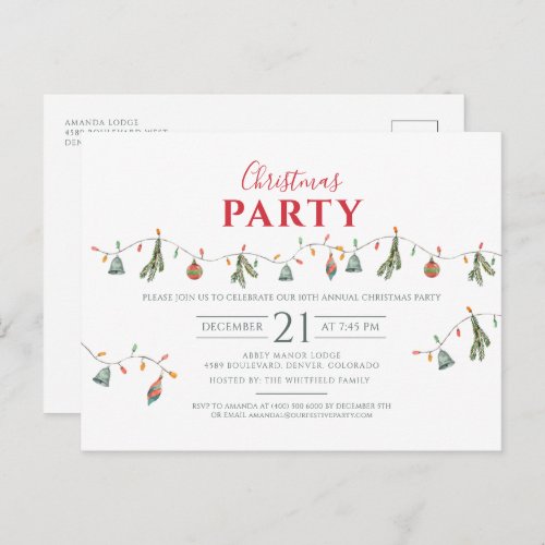 Business Christmas Office Party Invitation Postcard