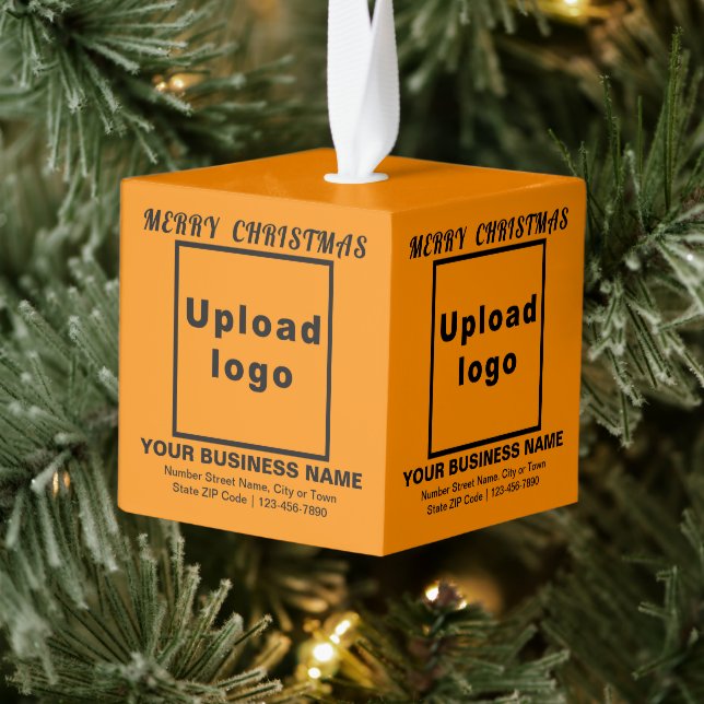 Business Christmas Orange Color Cube Ornament (Tree)