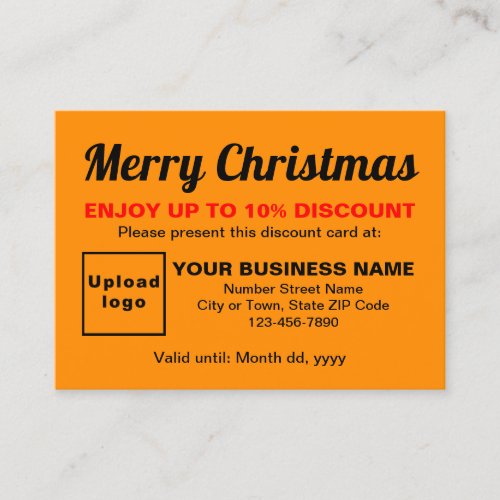 Business Christmas Orange Color Discount Card