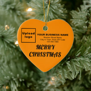 Business Christmas Orange Color Heart Shape Ceramic Ornament