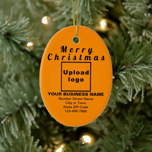 Business Christmas Orange Color Oval Ceramic Ornament