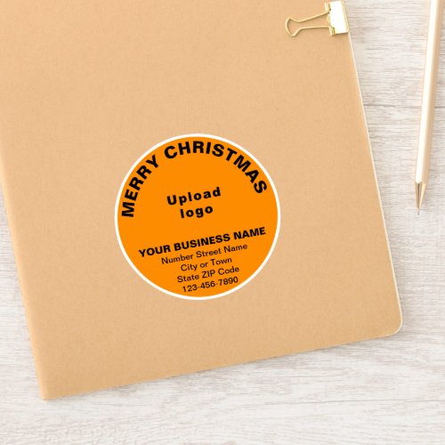 Business Christmas Orange Color Round Vinyl Sticker