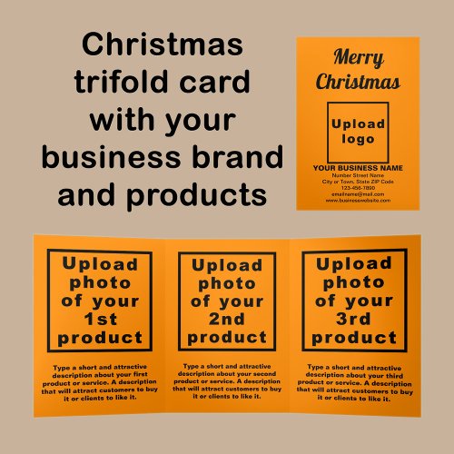 Business Christmas Orange Color Trifold Card