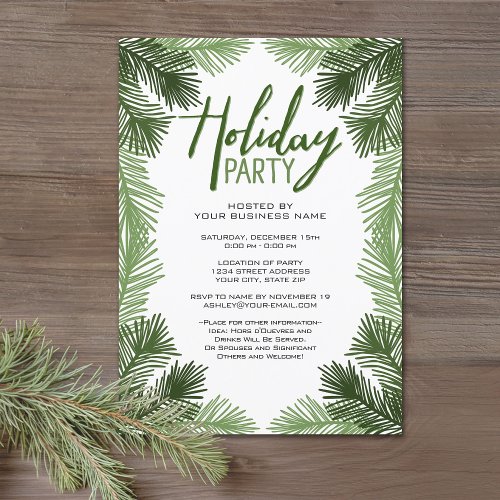 Business Christmas Party Rustic Branch Holiday Invitation