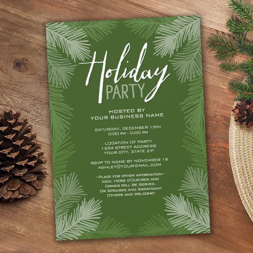 Business Christmas Party Rustic Branch Holiday Invitation