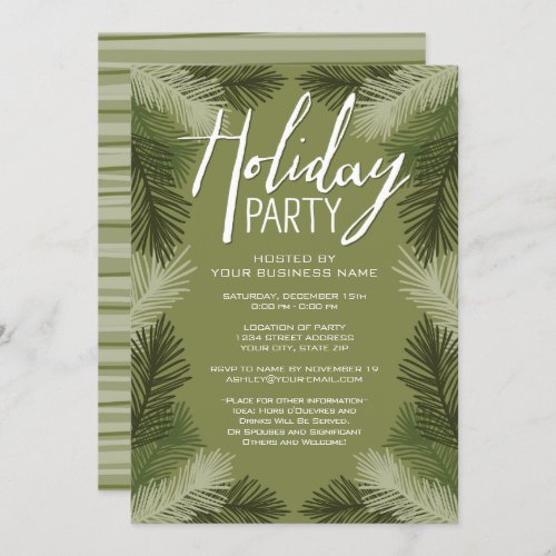 Business Christmas Party Rustic Pine Tree Branches Invitation