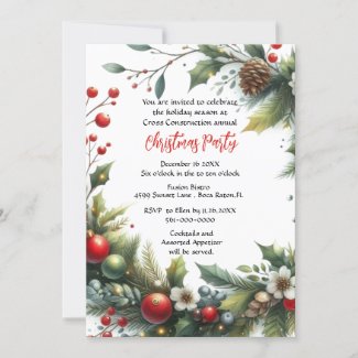 Business Christmas Party Wreath with Poinsettia  I