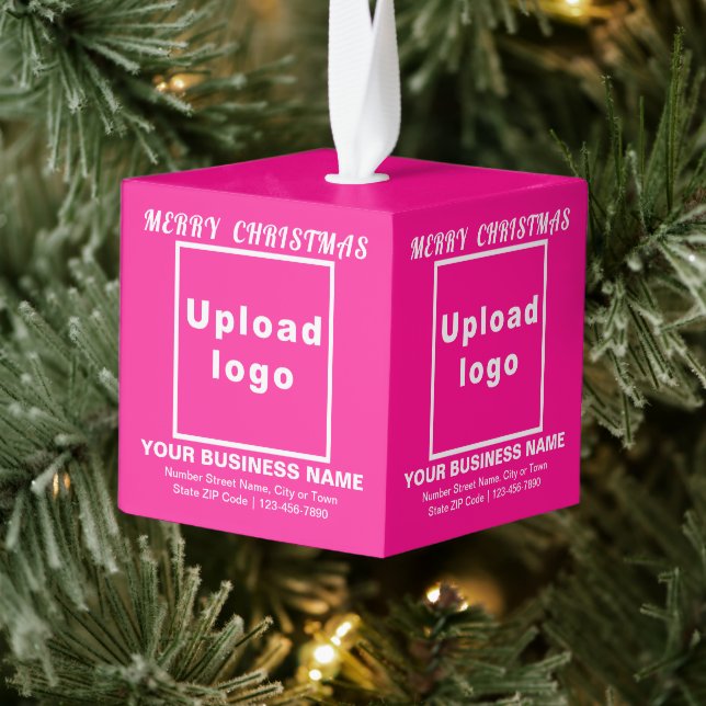 Business Christmas Pink Cube Ornament (Tree)