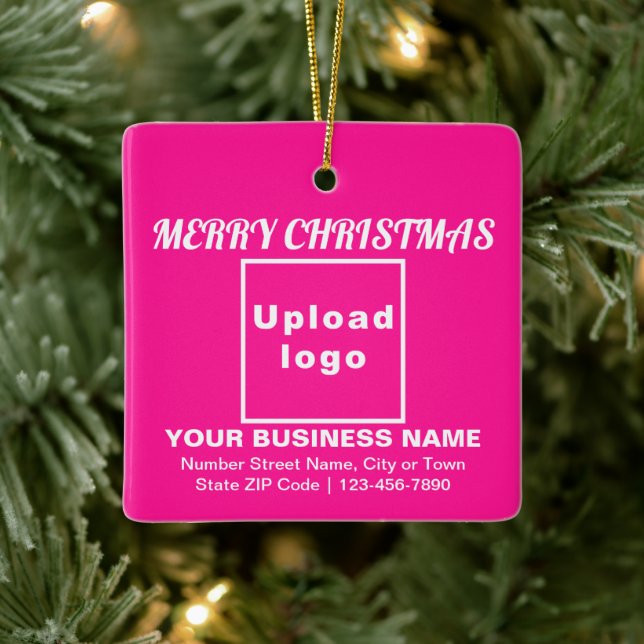 Business Christmas Pink Square Ceramic Ornament (Tree)