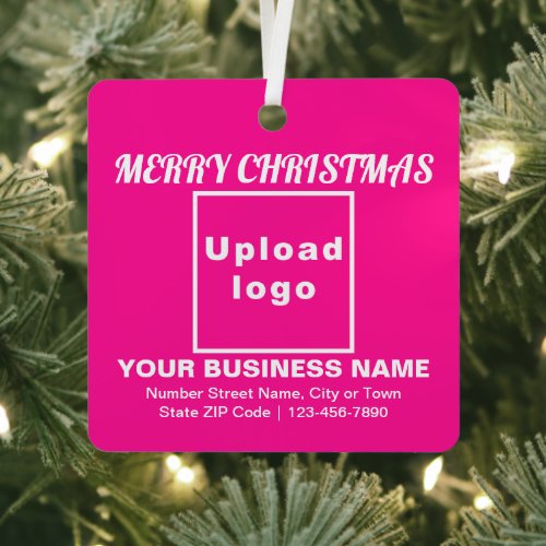 Business Christmas Pink Square Metal Ornament