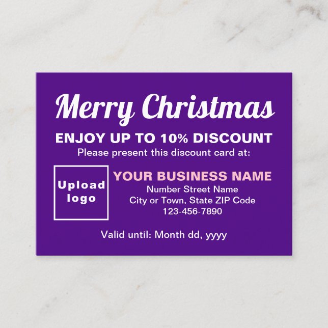 Business Christmas Purple Discount Card (Front)
