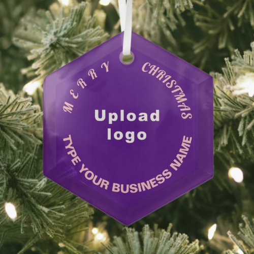 Business Christmas Purple Glass Hexagon Ornament