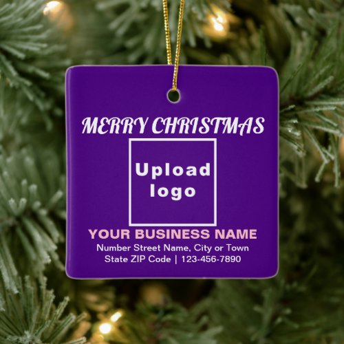 Business Christmas Purple Square Ceramic Ornament