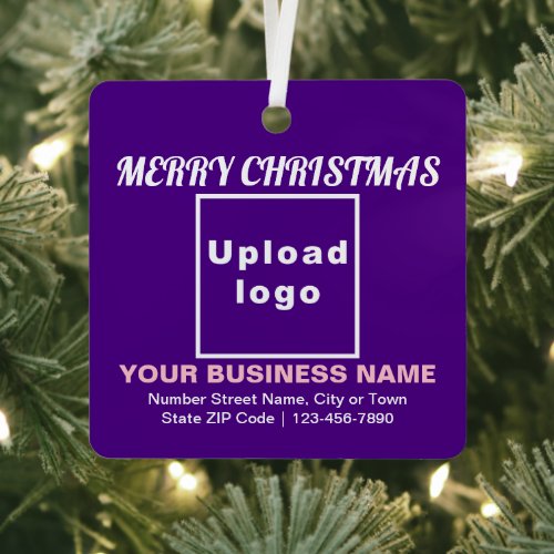 Business Christmas Purple Square Metal Ornament