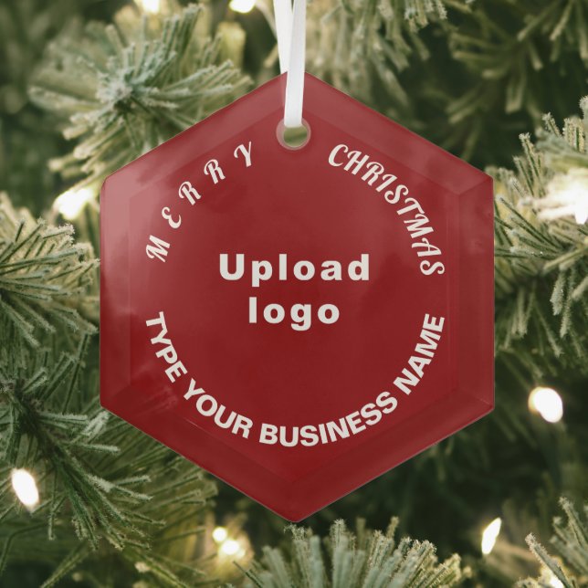 Business Christmas Red Glass Hexagon Ornament (Insitu)