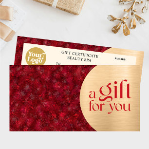Business Christmas Red Gold Gift Certificate