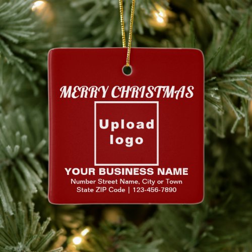 Business Christmas Red Square Ceramic Ornament