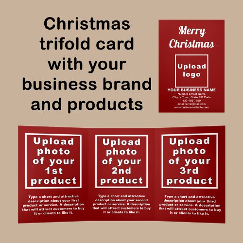 Business Christmas Red Trifold Card