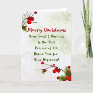Business Christmas Referral Marketing Clients Thank You Card