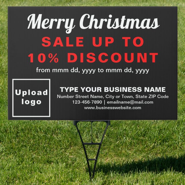 Business Christmas Sale on Black Yard Sign (Insitu)
