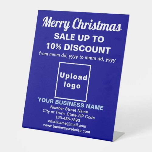 Business Christmas Sale on Blue Pedestal Sign