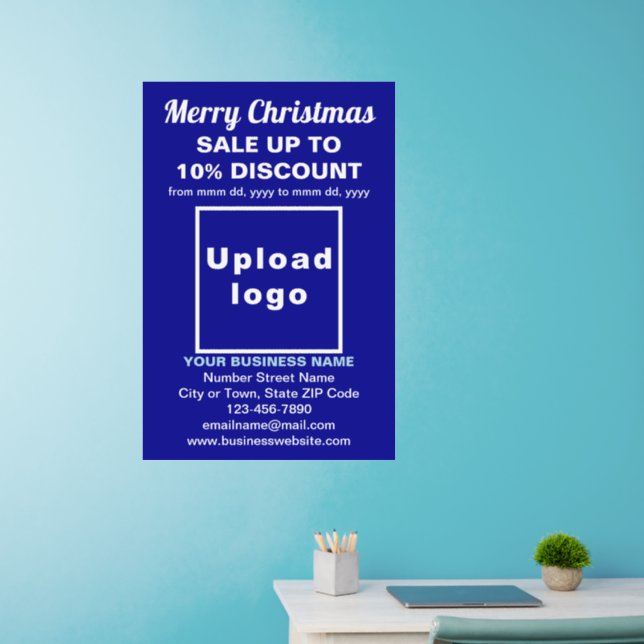 Business Christmas Sale on Blue Wall Decal (Home Office)