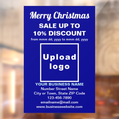 Business Christmas Sale on Blue Window Cling