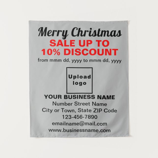 Business Christmas Sale on Gray Tapestry (Front)