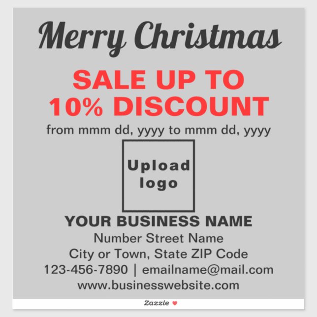Business Christmas Sale on Gray Vinyl Sticker (Sheet)