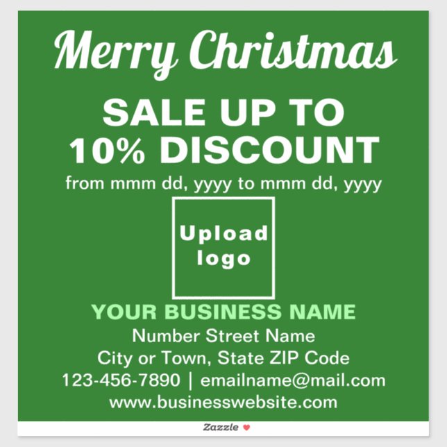 Business Christmas Sale on Green Vinyl Sticker (Sheet)